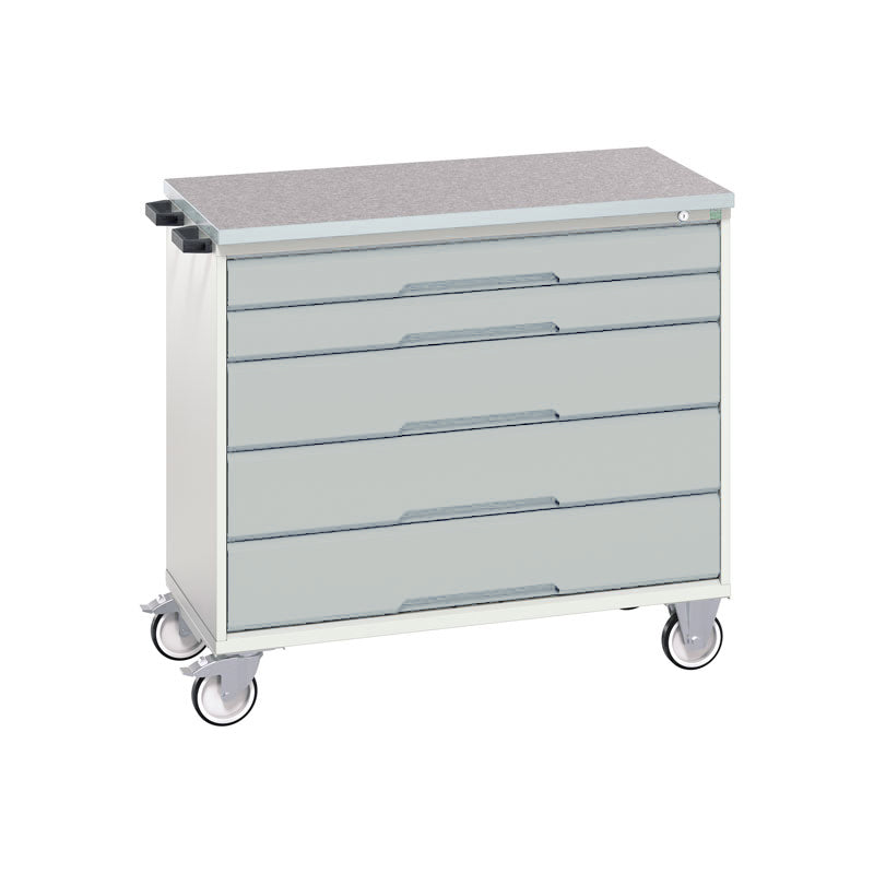 Bott Verso 5 Drawer Mobile Cabinet Lino 1050x600mm Light Grey