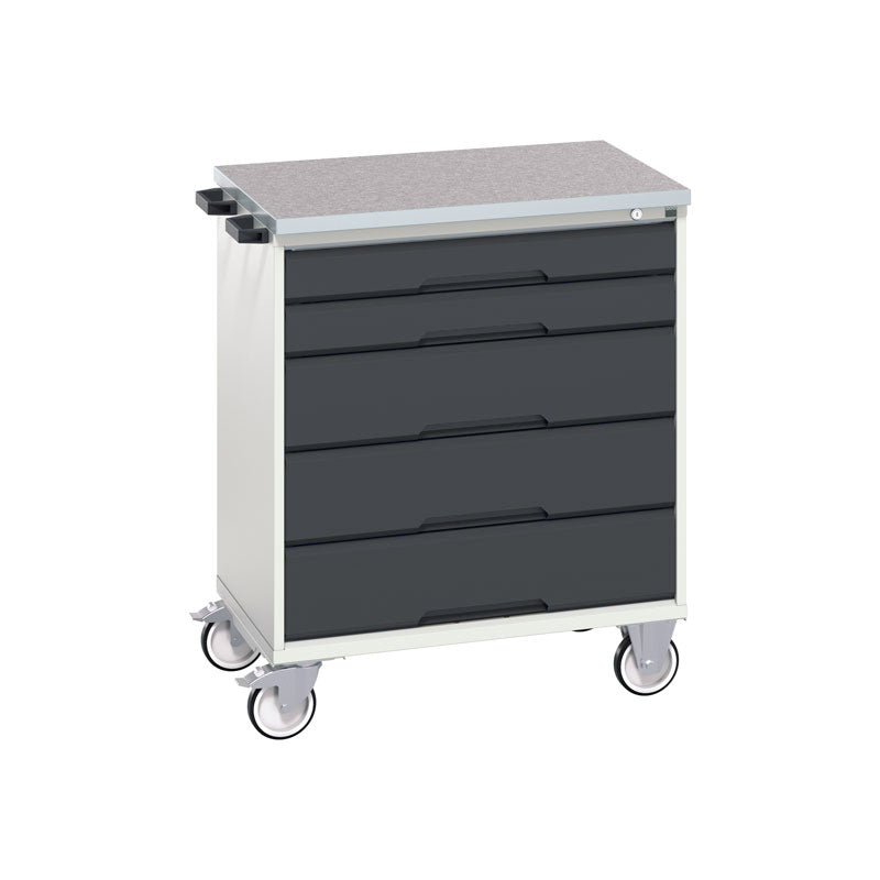 Bott Verso 5 Drawer Mobile Cabinet Lino 800x600mm Anthracite Grey