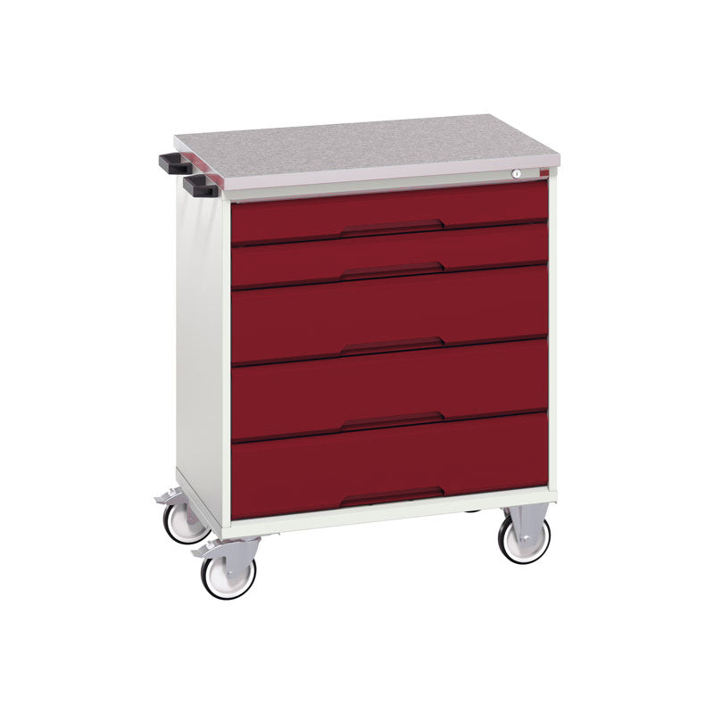 Bott Verso 5 Drawer Mobile Cabinet Lino 800x600mm Crimson Red
