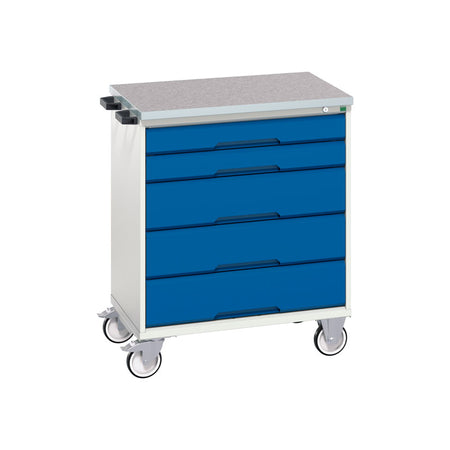 Bott Verso 5 Drawer Mobile Cabinet Lino 800x600mm Gentian Blue