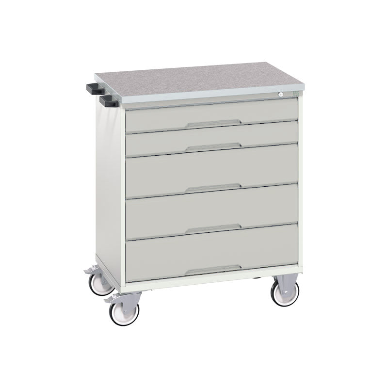Bott Verso 5 Drawer Mobile Cabinet Lino 800x600mm Light Grey