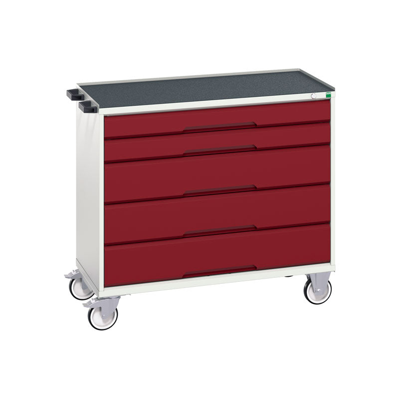 Bott Verso 5 Drawer Mobile Cabinet Top Tray 1050x550mm Crimson Red