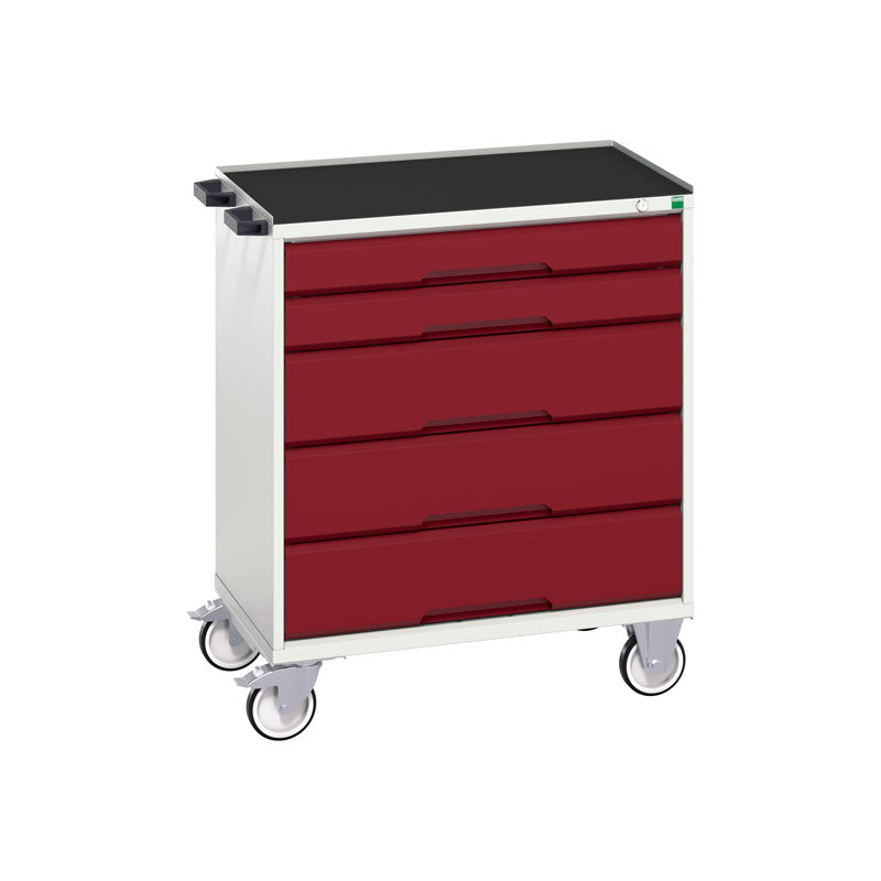 Bott Verso 5 Drawer Mobile Cabinet Top Tray 800x550mm Crimson Red