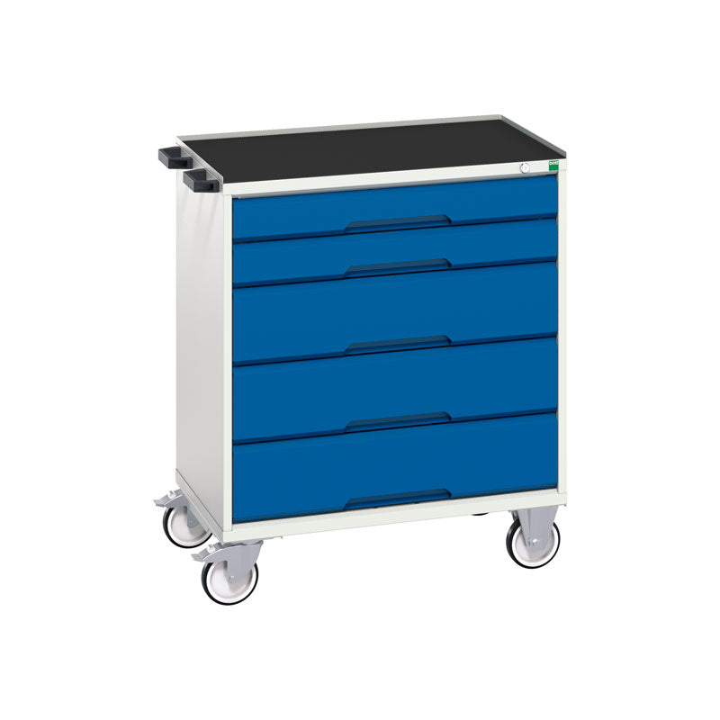 Bott Verso 5 Drawer Mobile Cabinet Top Tray 800x550mm Gentian Blue