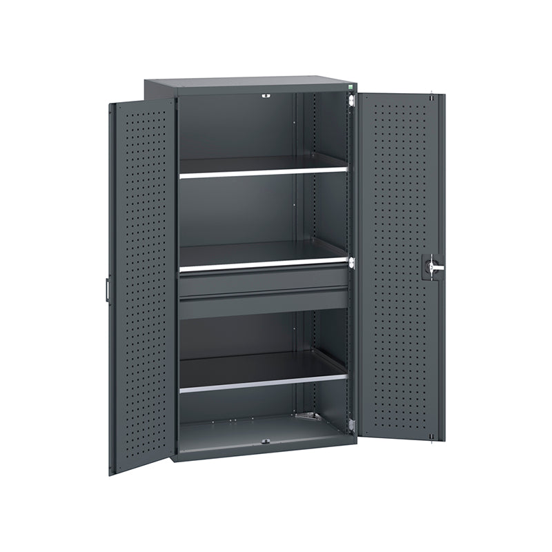 Cubio Cupboard with Perfo Doors 1050x650x2000mm Anthracite Grey