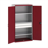 Cubio Cupboard with Perfo Doors 1050x650x2000mm Crimson Red