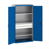 Cubio Cupboard with Perfo Doors 1050x650x2000mm Gentian Blue