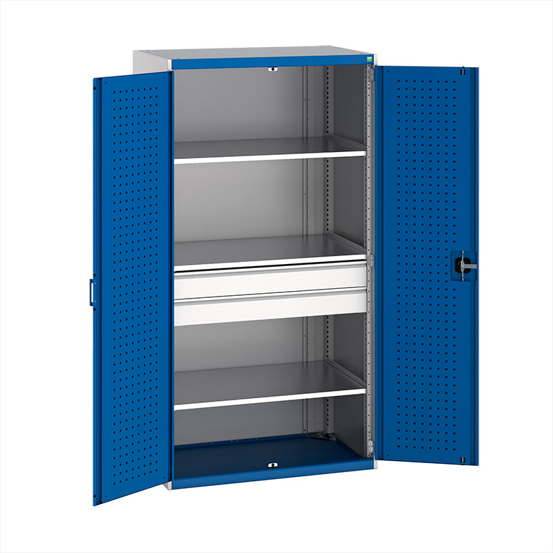 Cubio Cupboard with Perfo Doors 1050x650x2000mm Gentian Blue