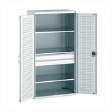 Cubio Cupboard with Perfo Doors 1050x650x2000mm Light Grey