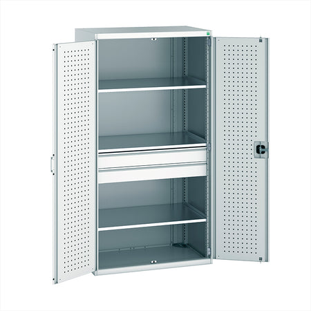 Cubio Cupboard with Perfo Doors 1050x650x2000mm Light Grey