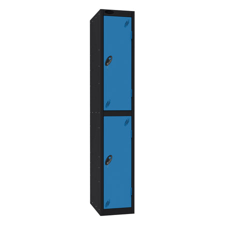 Probe Standard Imperial Locker — 2 Door, Sloping Top, Triple Width — Black Carcass / Blue Doors
