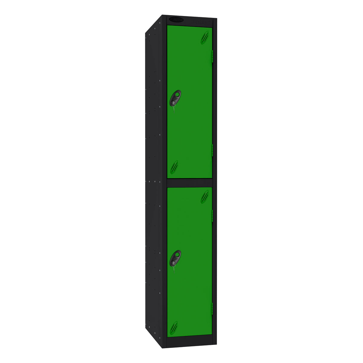 Probe Standard Imperial Locker — 2 Door, Sloping Top, Triple Width — Black Carcass / Green Doors