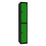 Probe Standard Imperial Locker — 2 Door, Sloping Top, Triple Width — Black Carcass / Green Doors