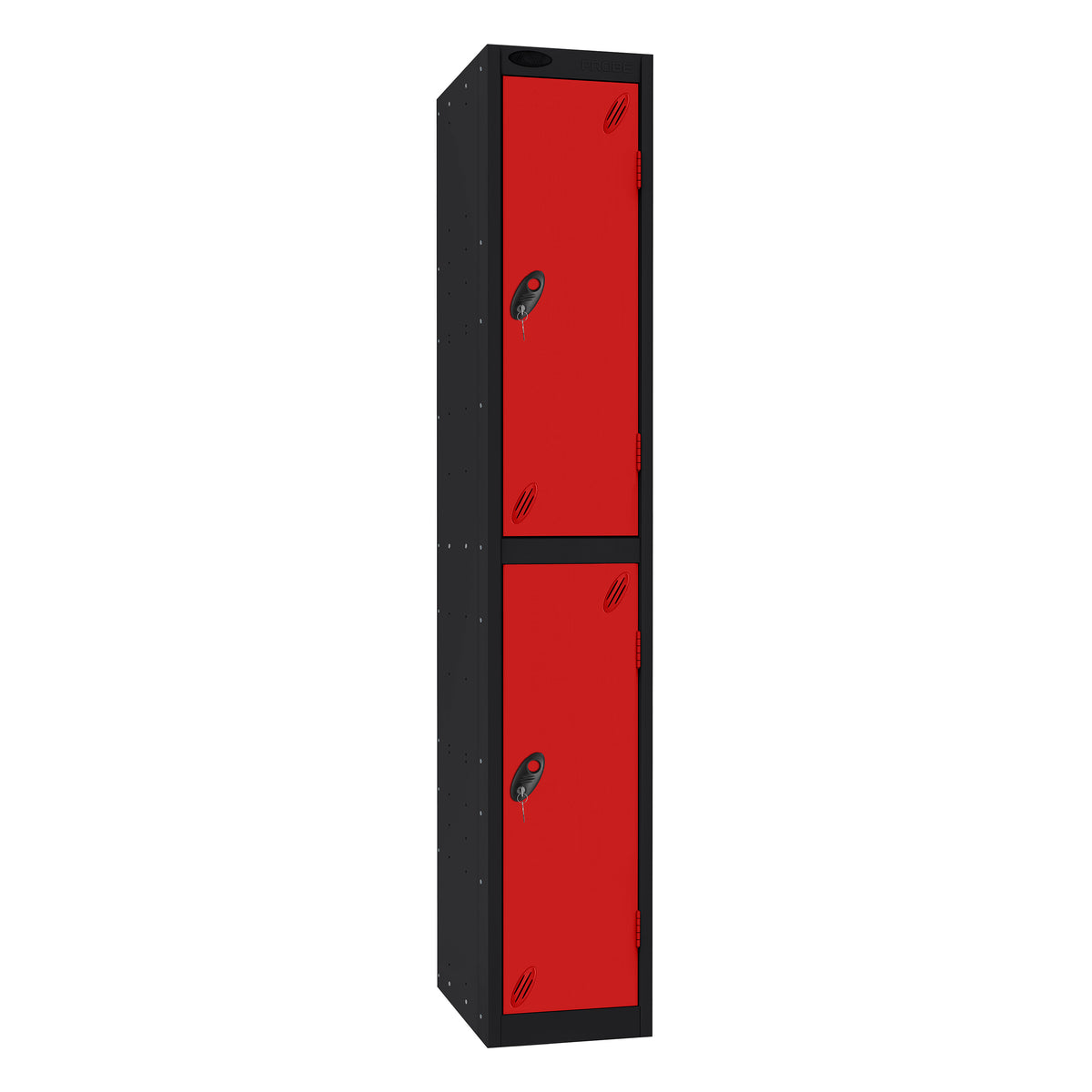 Probe Standard Imperial Locker — 2 Door, Sloping Top, Triple Width — Black Carcass / Red Doors