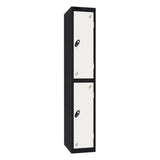 Probe Standard Imperial Locker — 2 Door, Sloping Top, Triple Width — Black Carcass / White Doors