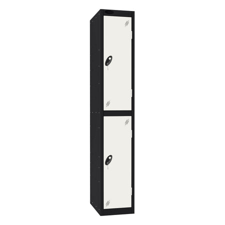 Probe Standard Imperial Locker — 2 Door, Sloping Top, Triple Width — Black Carcass / White Doors