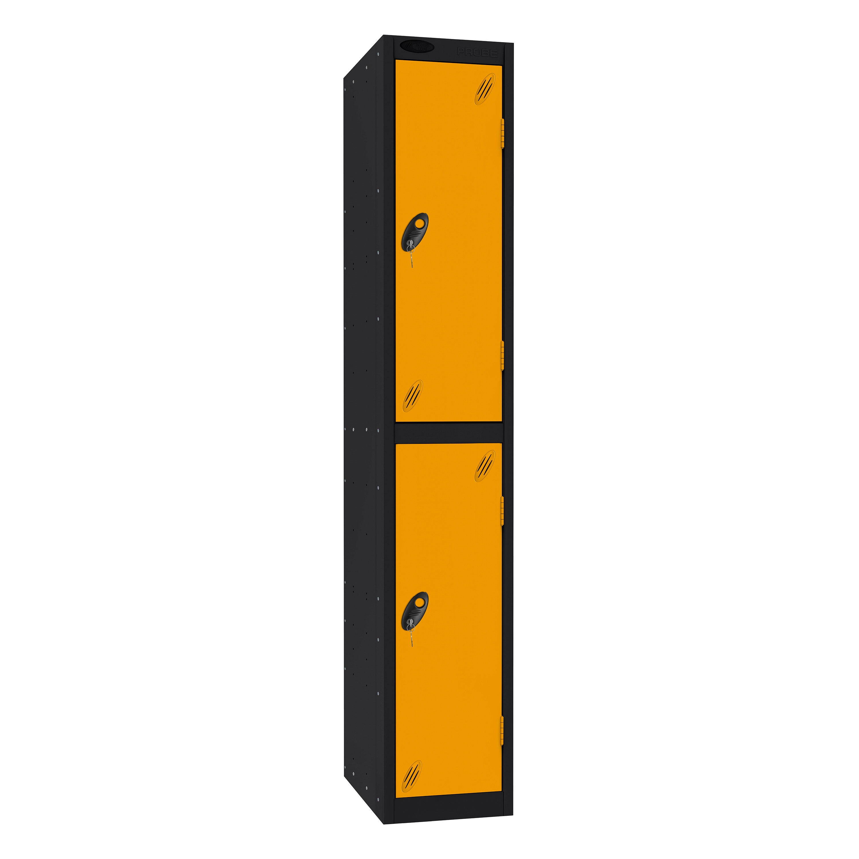 Probe Standard Imperial Locker — 2 Door, Sloping Top, Triple Width — Black Carcass / Yellow Doors