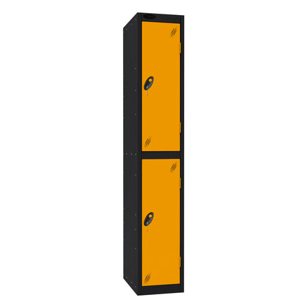Probe Standard Imperial Locker — 2 Door, Sloping Top, Triple Width — Black Carcass / Yellow Doors