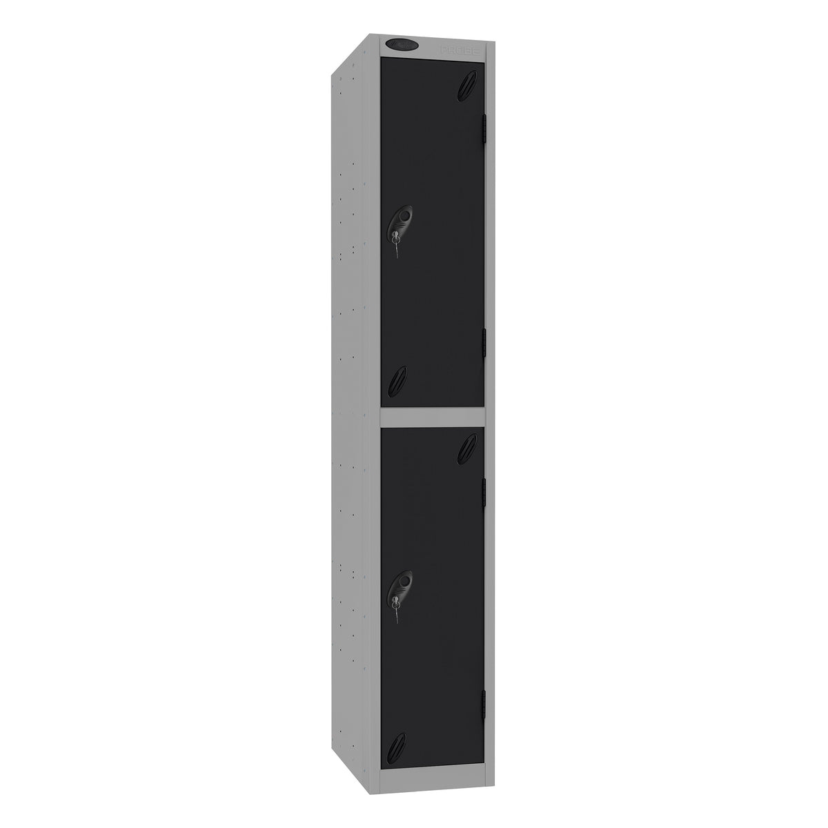 Probe Standard Imperial Locker — 2 Door, Sloping Top, Triple Width — Silver Carcass / Black Doors