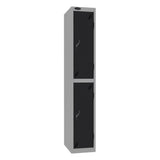 Probe Standard Imperial Locker — 2 Door, Sloping Top, Triple Width — Silver Carcass / Black Doors