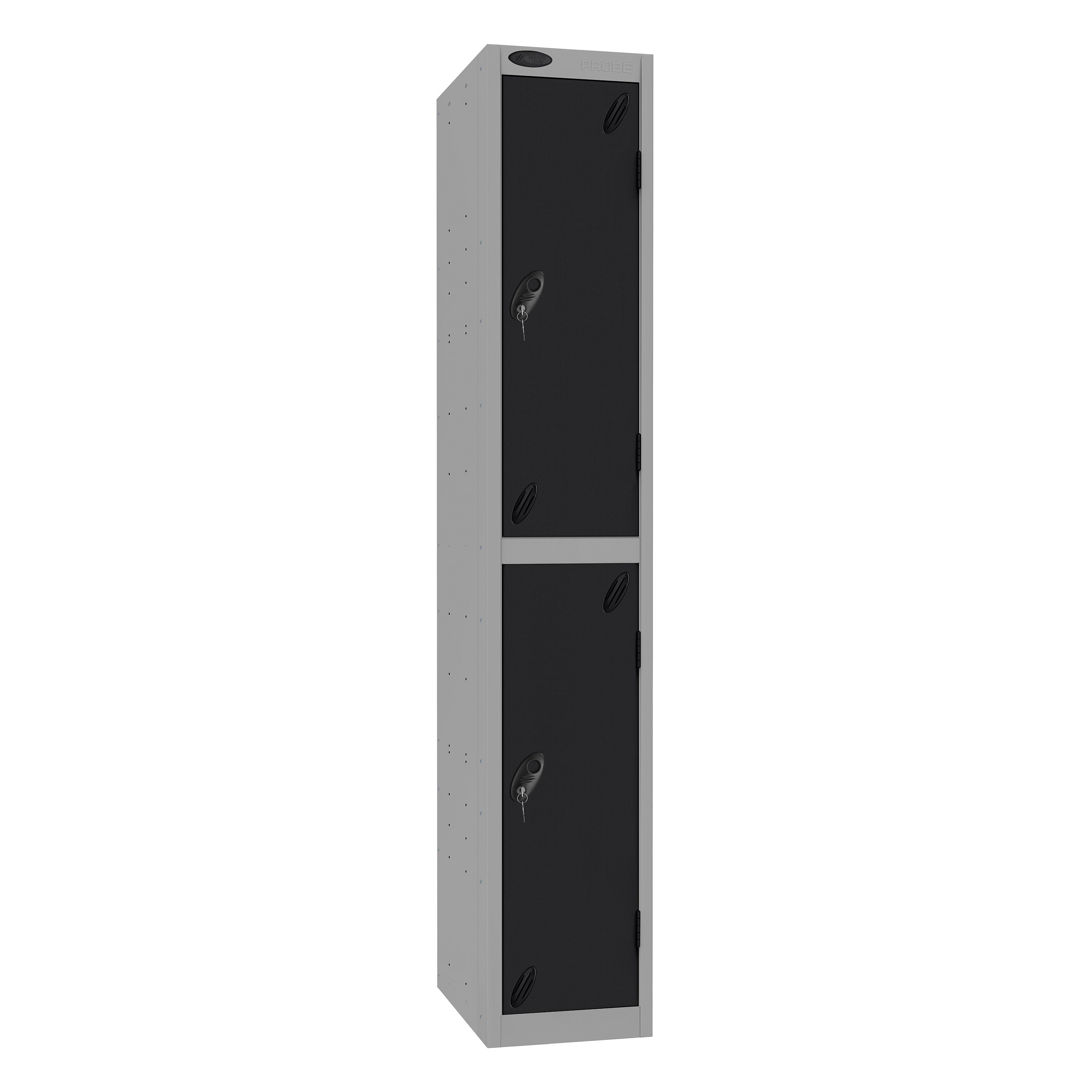 Probe Standard Imperial Locker — 2 Door, Sloping Top, Triple Width — Silver Carcass / Black Doors