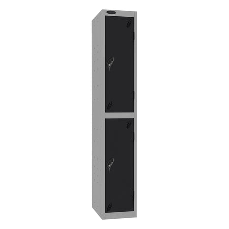 Probe Standard Imperial Locker — 2 Door, Sloping Top, Triple Width — Silver Carcass / Black Doors