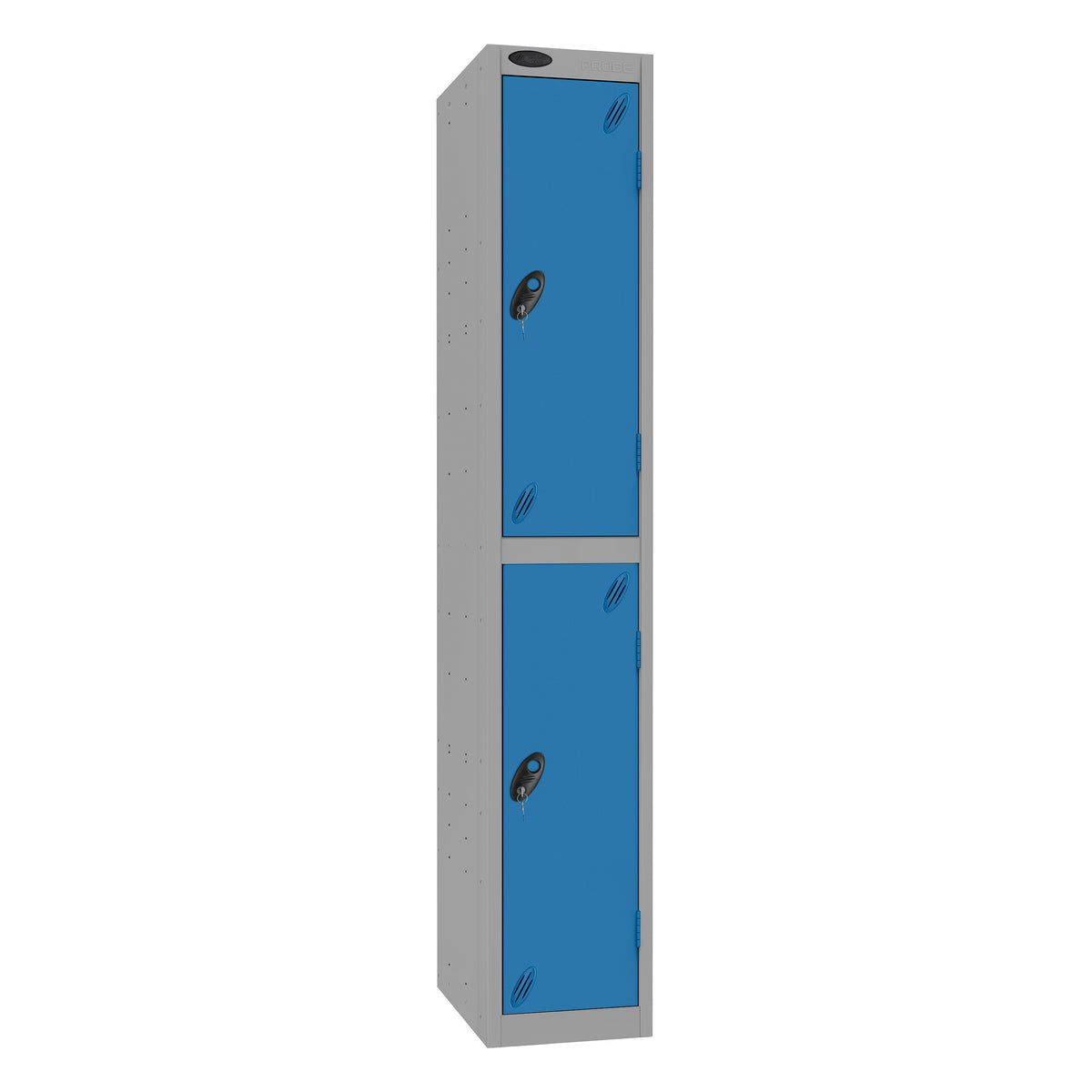 Probe Standard Imperial Locker — 2 Door, Sloping Top, Triple Width — Silver Carcass / Blue Doors