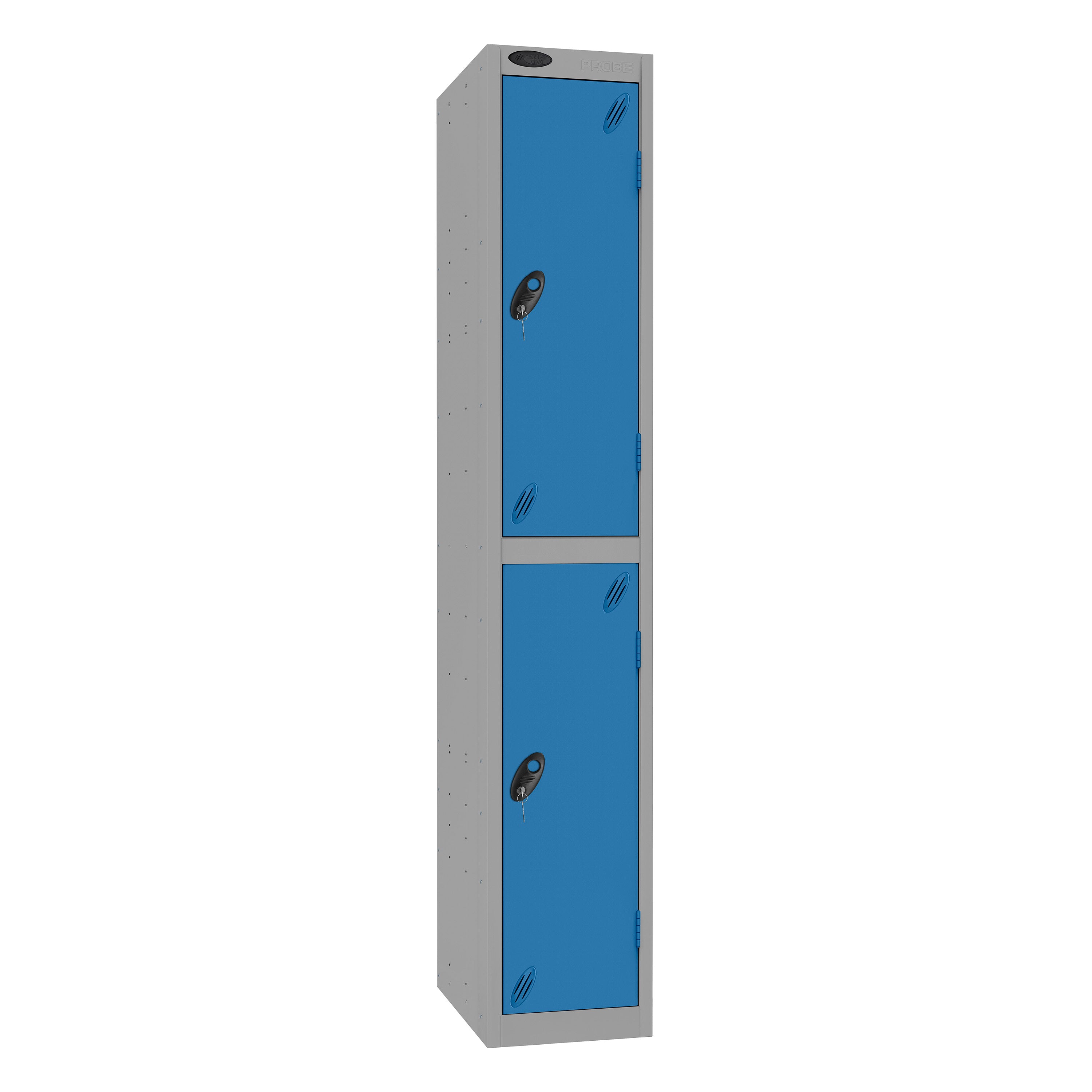 Probe Standard Imperial Locker — 2 Door, Sloping Top, Triple Width — Silver Carcass / Blue Doors