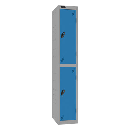 Probe Standard Imperial Locker — 2 Door, Sloping Top, Triple Width — Silver Carcass / Blue Doors