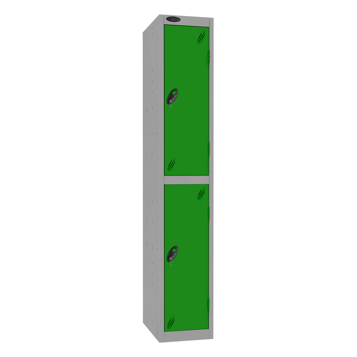 Probe Standard Imperial Locker — 2 Door, Sloping Top, Triple Width — Silver Carcass / Green Doors