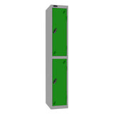 Probe Standard Imperial Locker — 2 Door, Sloping Top, Triple Width — Silver Carcass / Green Doors