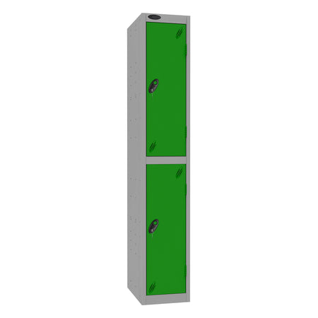 Probe Standard Imperial Locker — 2 Door, Sloping Top, Triple Width — Silver Carcass / Green Doors