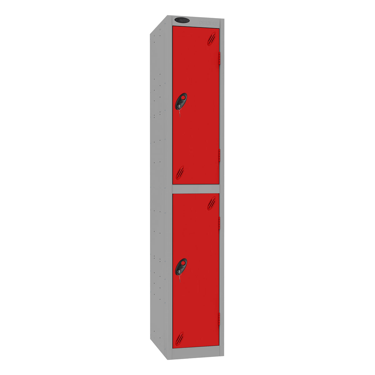 Probe Standard Imperial Locker — 2 Door, Sloping Top, Triple Width — Silver Carcass / Red Doors