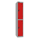 Probe Standard Imperial Locker — 2 Door, Sloping Top, Triple Width — Silver Carcass / Red Doors