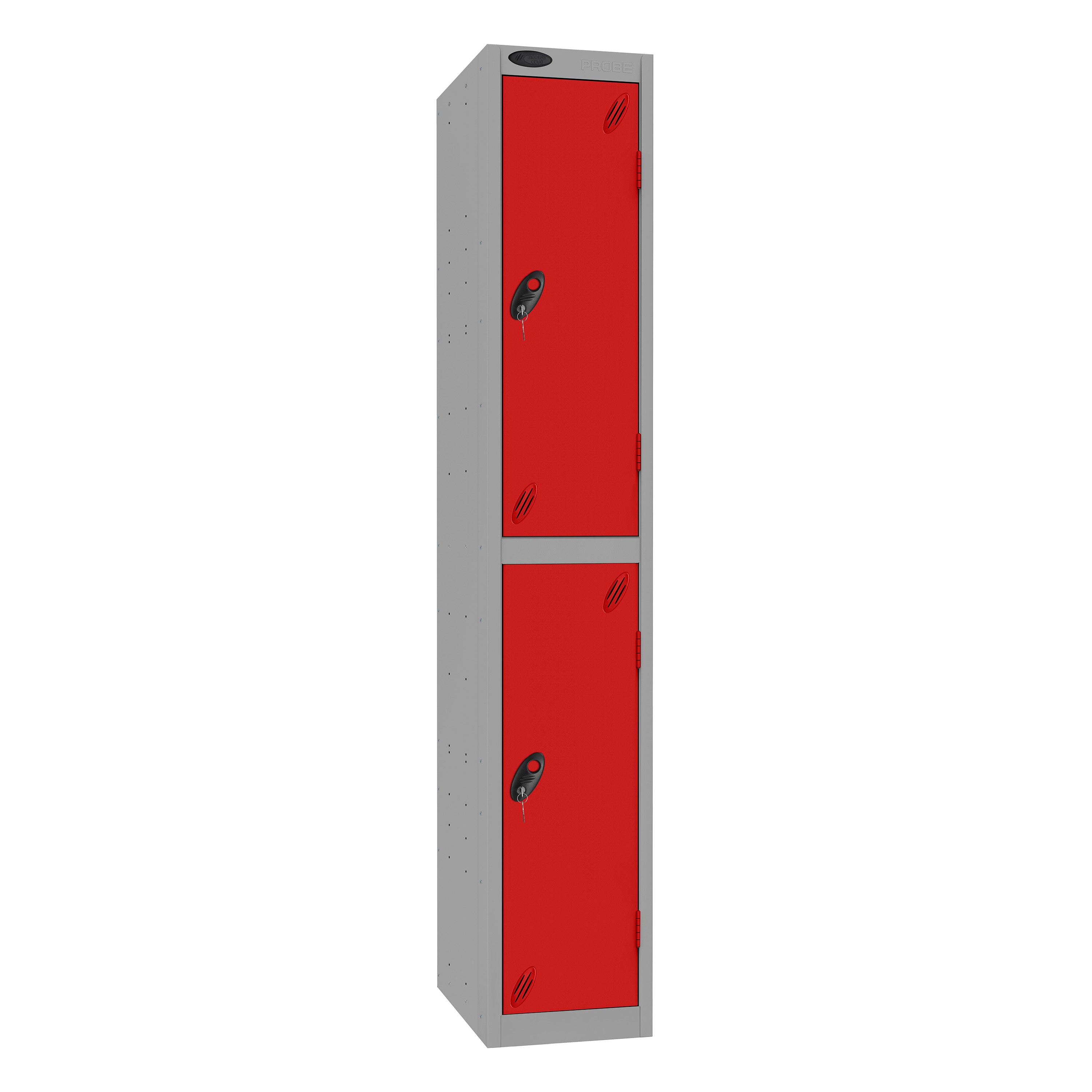 Probe Standard Imperial Locker — 2 Door, Sloping Top, Triple Width — Silver Carcass / Red Doors