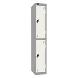 Probe Standard Imperial Locker — 2 Door, Sloping Top, Triple Width — Silver Carcass / White Doors