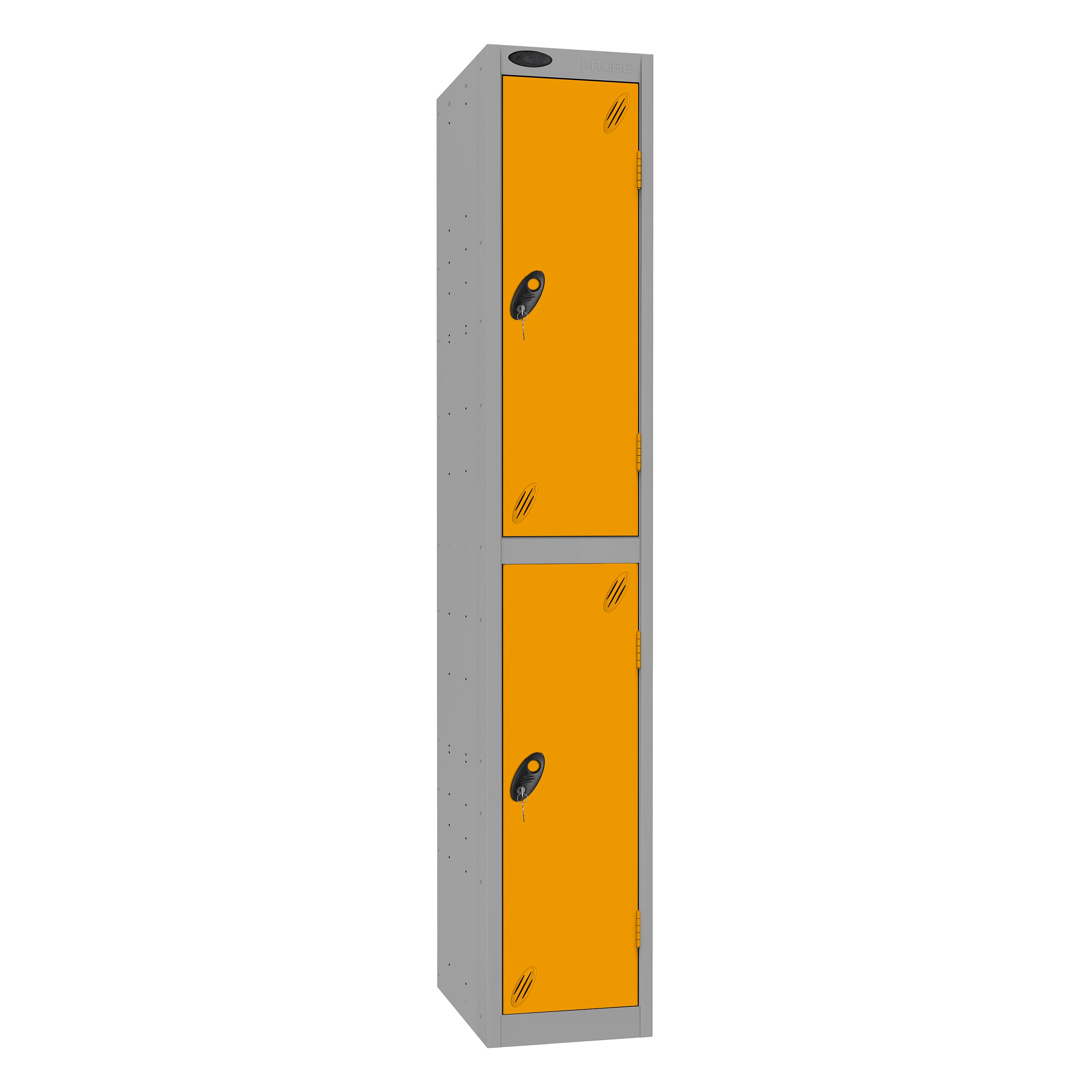 Probe Standard Imperial Locker — 2 Door, Sloping Top, Triple Width — Silver Carcass / Yellow Doors