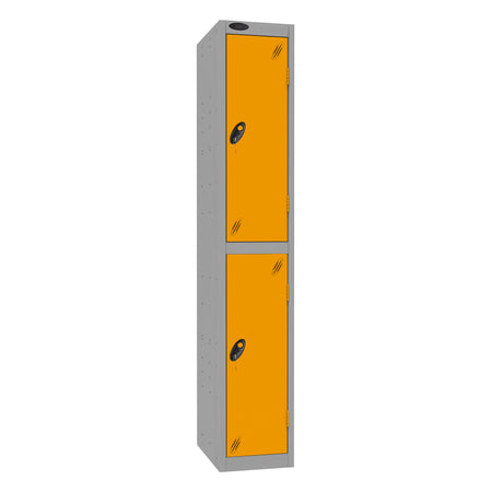 Probe Standard Imperial Locker — 2 Door, Sloping Top, Triple Width — Silver Carcass / Yellow Doors