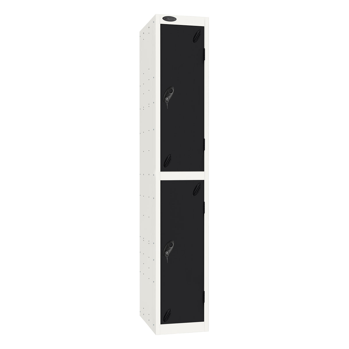 Probe Standard Imperial Locker — 2 Door, Sloping Top, Triple Width — White Carcass / Black Doors