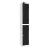 Probe Standard Imperial Locker — 2 Door, Sloping Top, Triple Width — White Carcass / Black Doors