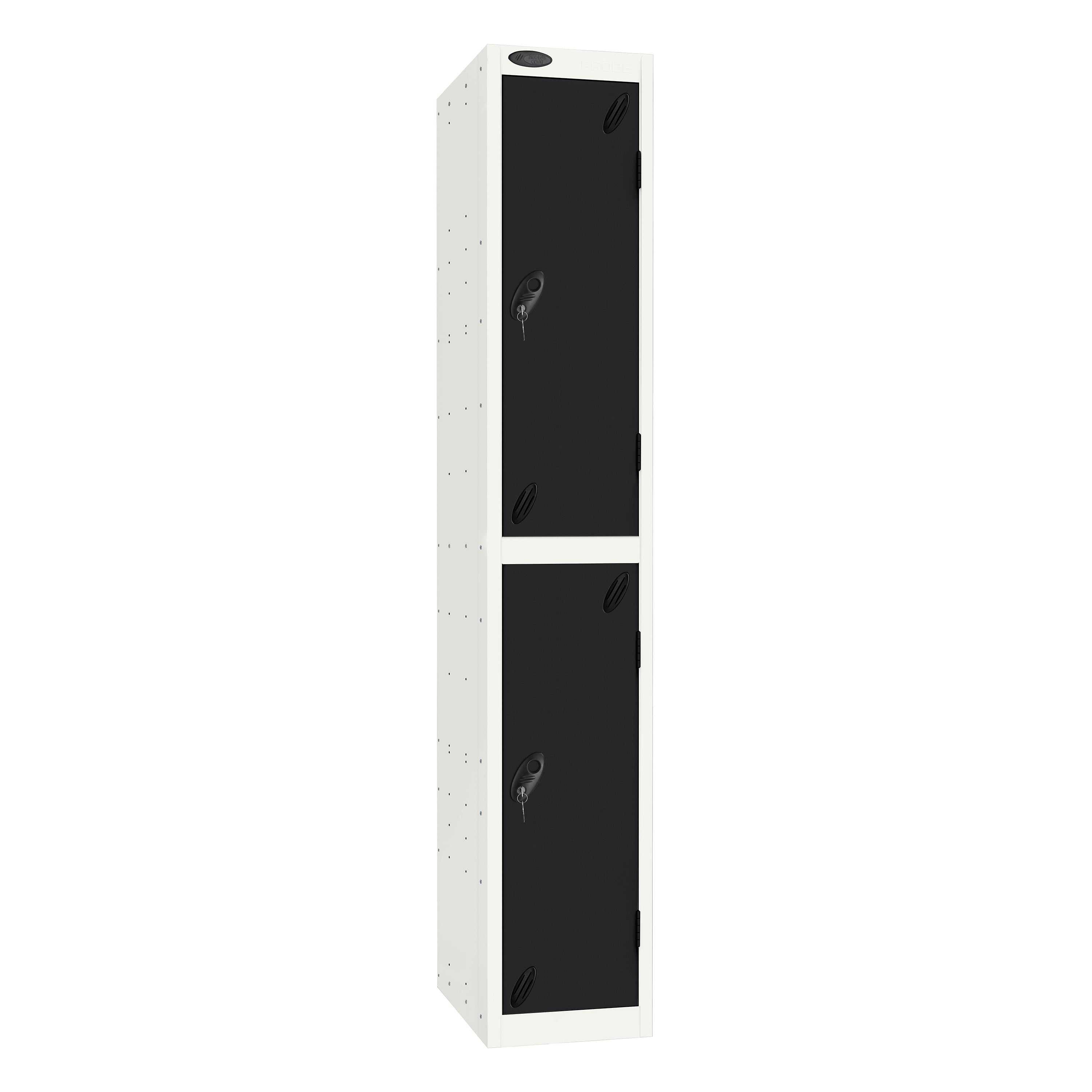 Probe Standard Imperial Locker — 2 Door, Sloping Top, Triple Width — White Carcass / Black Doors