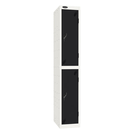 Probe Standard Imperial Locker — 2 Door, Sloping Top, Triple Width — White Carcass / Black Doors