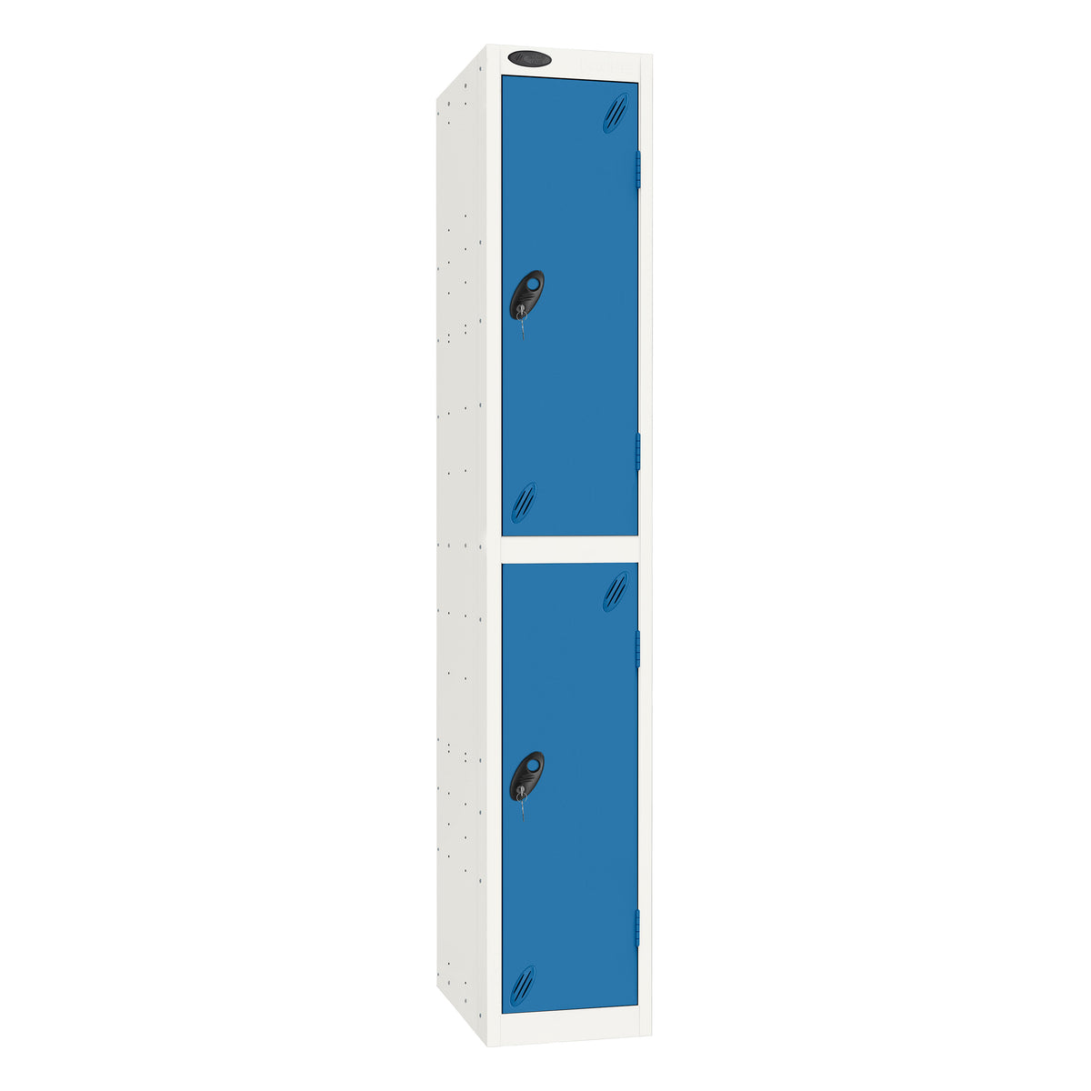 Probe Standard Imperial Locker — 2 Door, Sloping Top, Triple Width — White Carcass / Blue Doors