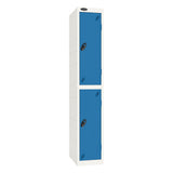 Probe Standard Imperial Locker — 2 Door, Sloping Top, Triple Width — White Carcass / Blue Doors