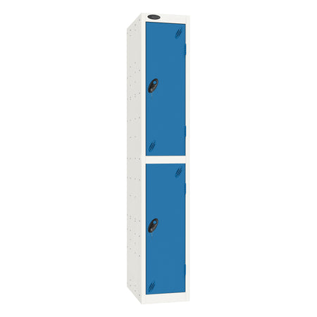 Probe Standard Imperial Locker — 2 Door, Sloping Top, Triple Width — White Carcass / Blue Doors