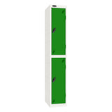 Probe Standard Imperial Locker — 2 Door, Sloping Top, Triple Width — White Carcass / Green Doors