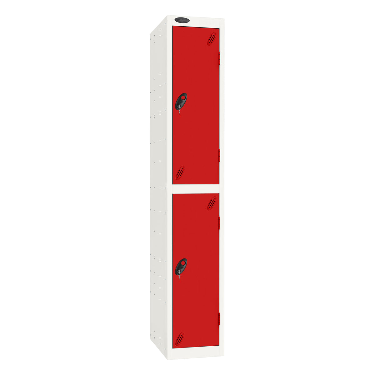 Probe Standard Imperial Locker — 2 Door, Sloping Top, Triple Width — White Carcass / Red Doors