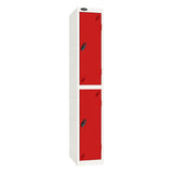 Probe Standard Imperial Locker — 2 Door, Sloping Top, Triple Width — White Carcass / Red Doors