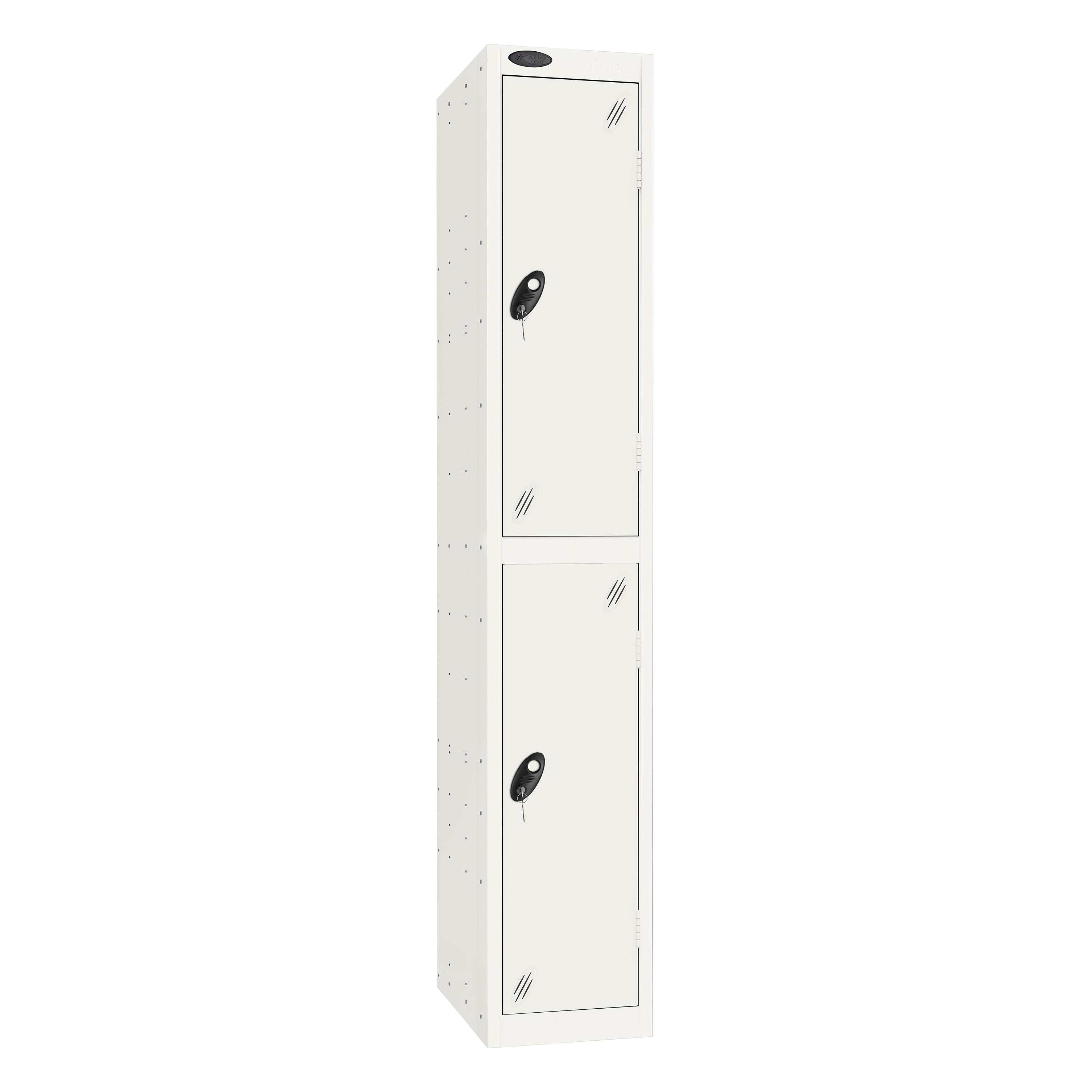 Probe Standard Imperial Locker — 2 Door, Sloping Top, Triple Width — White Carcass / White Doors