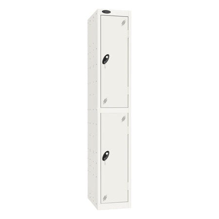 Probe Standard Imperial Locker — 2 Door, Sloping Top, Triple Width — White Carcass / White Doors